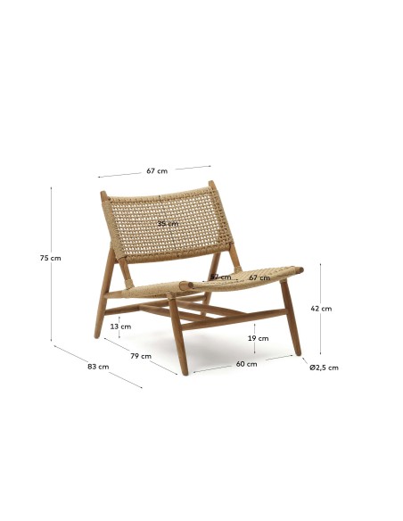 Sillón Codolar de madera maciza de teca - Kave Home