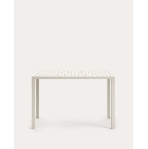 Mesa de exterior alta Culip de aluminio con acabado blanco 150 x 77 cm - Kave Home - J0100040NN05. Muebles y decoración de diseño para casas con personalidad