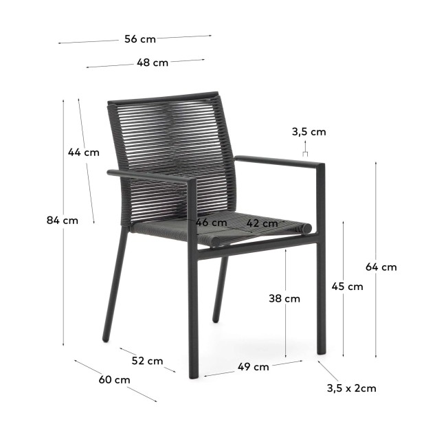 Silla de exterior Culip cuerda y aluminio gris KaveHome J0600019NN02 Silla de exterior Culip cuerda y aluminio gris KaveHome J0600019NN02