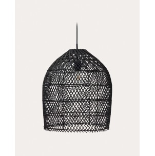 Pantalla para lámpara de techo Domitila de ratán con acabado pintado negro Ø 44 cm - Kave Home - L06000014FN01. Muebles y decoración de diseño 
