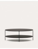 Mesa de centro Fideia cristal templado/metal negro mate Ø110x65cm - Kave Home
