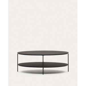 Mesa de centro Fideia cristal templado y metal acabado pintado negro mate Ø 110 x 65 cm - Kave Home - T0600002CC01. Muebles y decoración de diseño para casas con personalidad