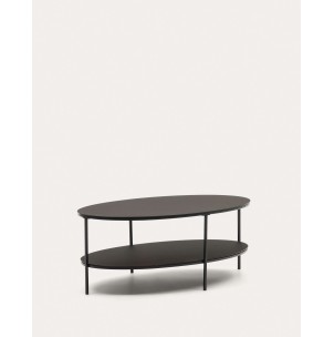 Mesa de centro Fideia cristal templado/metal negro mate Ø110x65cm Kave 2