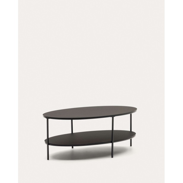 Mesa de centro Fideia cristal templado/metal negro mate Ø110x65cm Kave Mesa de centro Fideia cristal templado/metal negro mate Ø110x65cm Kave