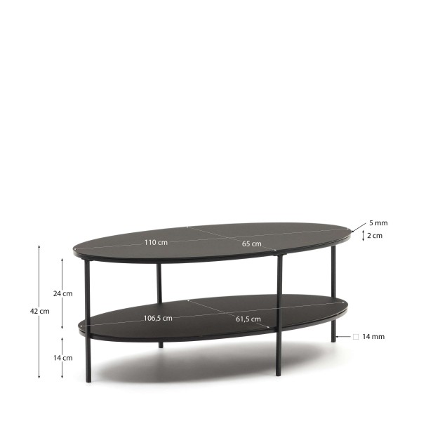 Mesa de centro Fideia cristal templado/metal negro mate Ø110x65cm Kave Mesa de centro Fideia cristal templado/metal negro mate Ø110x65cm Kave