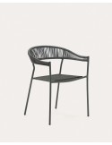 Silla de exterior Futadera cuerda sintética y acero gris - Kave Home