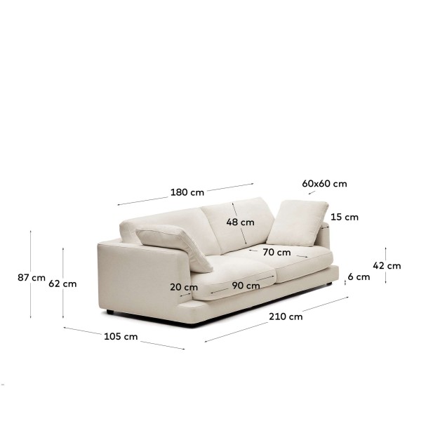 Sofá Gala 3 plazas beige 210 cm - Kave Home - S821_30_SE12 Sofá Gala 3 plazas beige 210 cm - Kave Home - S821_30_SE12
