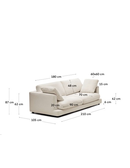 Sofá Gala 3 plazas beige 210 cm - Kave Home - S821_30_SE12