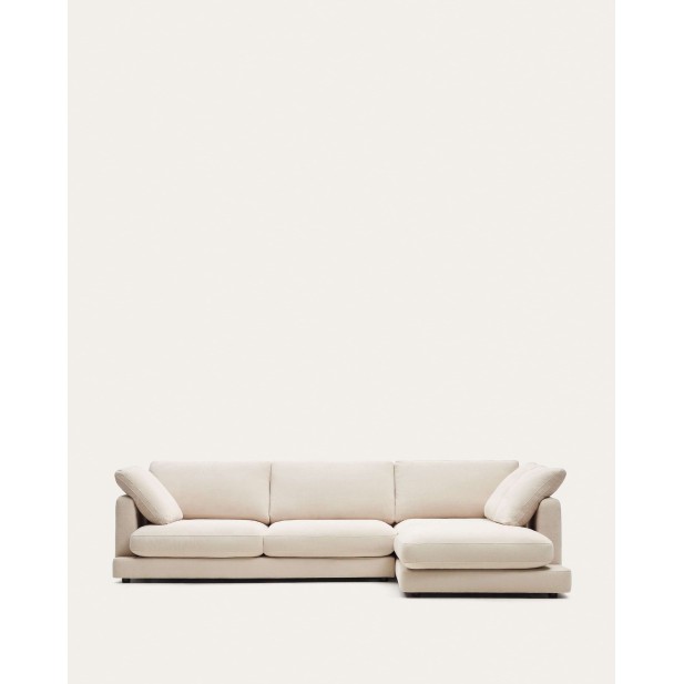 Sofá Gala 4 plazas con chaise longue derecho beige 300 cm - Kave Home