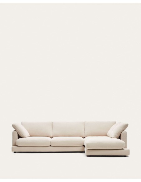 Sofá Gala 4 plazas con chaise longue derecho beige 300 cm - Kave Home