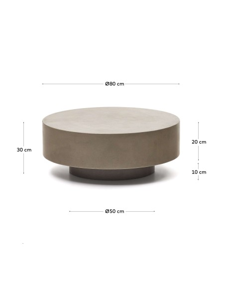 Mesa de centro redonda Garbet de cemento Ø 80 cm - Kave Home
