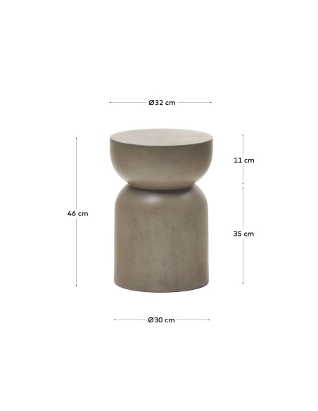 Mesa auxiliar redonda Garbet de cemento Ø 32 cm - Kave Home