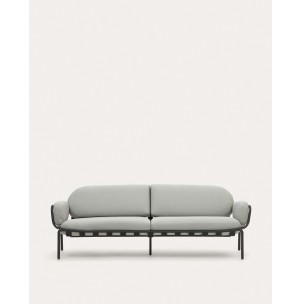 Sofá 3 plazas de exterior Joncols de aluminio gris 225 cm - Kave Home - O1030030GP03. Muebles y decoración de diseño para casas con personalidad