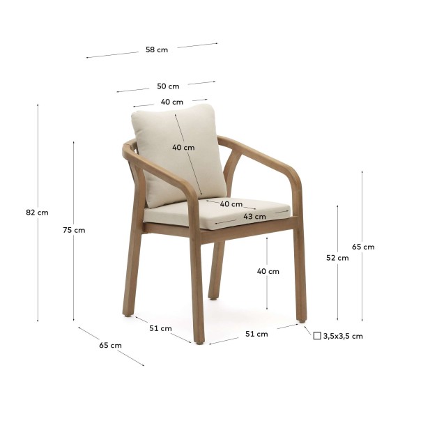 Silla Malaret eucalipto y cuerda beige FSC - Kave Home - J0600049JJ12