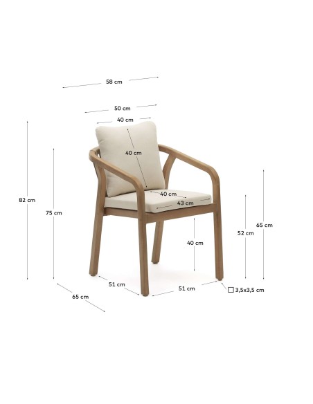 Silla Malaret eucalipto y cuerda beige FSC - Kave Home - J0600049JJ12