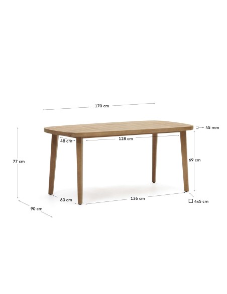 Mesa 100% exterior Maset eucalipto 170x90cm FSC Kave Home J0100047MM47