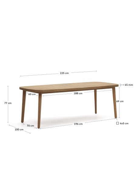 Mesa 100% exterior Maset de madera maciza de eucalipto 220 x 100 cm FSC - Kave Home