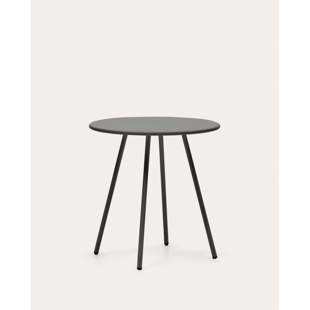 Mesa redonda de exterior Montjoi de acero gris Ø 70 cm - Kave Home