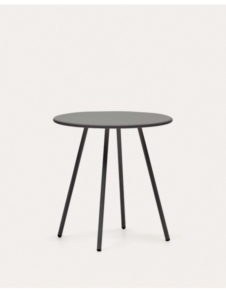 Mesa redonda de exterior Montjoi de acero gris Ø 70 cm - Kave Home