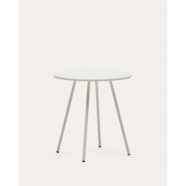 Mesa redonda de exterior Montjoi de acero blanco Ø 70 cm - Kave Home