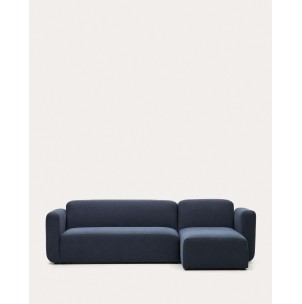 Sofá modular Neom 3 plazas chaise longue derecho/izquierdo azul 263 cm - Kave Home - S82640AU25. Muebles y decoración de diseño para casas con personalidad
