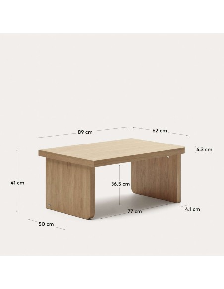 Mesa de centro Oaq de chapa de roble 82x60cm - Kave Home T827ME89M040