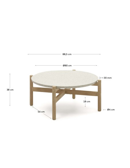 Mesa de centro Pola de cemento y eucalipto Ø 84,4 cm FSC - Kave Home