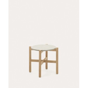 Mesa auxiliar Pola de cemento y madera maciza de eucalipto Ø 50 cm FSC - Kave Home - J0400015PR05. Muebles y decoración de diseño para casas con personalidad