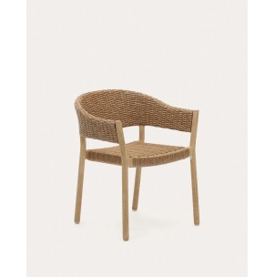 Silla 100% exterior Pola de madera maciza eucalipto y ratán sintético acabado natural FSC - Kave Home - J0600050FN46. Muebles y decoración de diseño para casas con personalidad