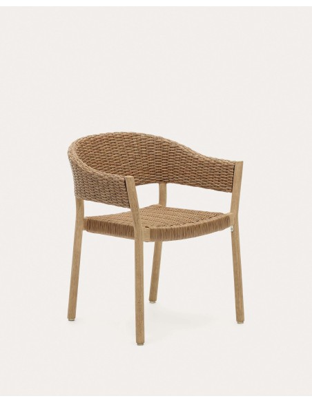 Silla 100% exterior Pola madera maciza eucalipto y ratán sintético FSC