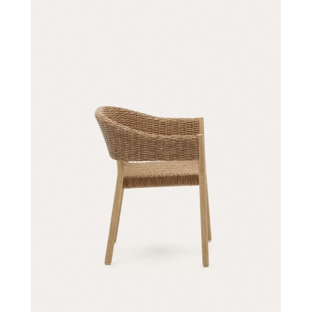 Silla 100% exterior Pola madera maciza eucalipto y ratán sintético FSC Silla 100% exterior Pola madera maciza eucalipto y ratán sintético FSC