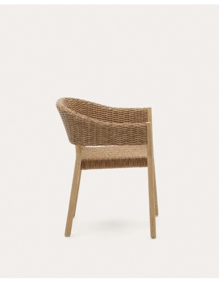 Silla 100% exterior Pola madera maciza eucalipto y ratán sintético FSC