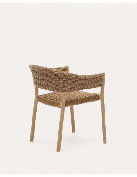 Silla 100% exterior Pola madera maciza eucalipto y ratán sintético FSC