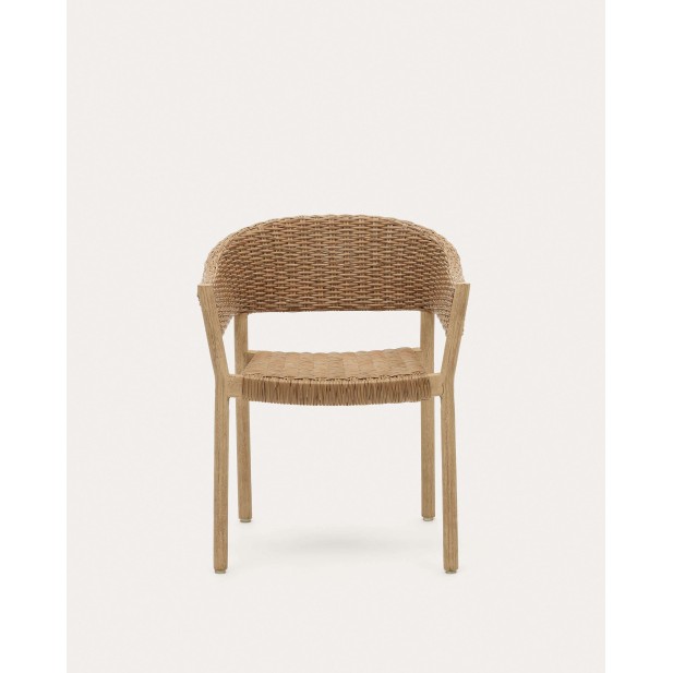 Silla 100% exterior Pola madera maciza eucalipto y ratán sintético FSC Silla 100% exterior Pola madera maciza eucalipto y ratán sintético FSC