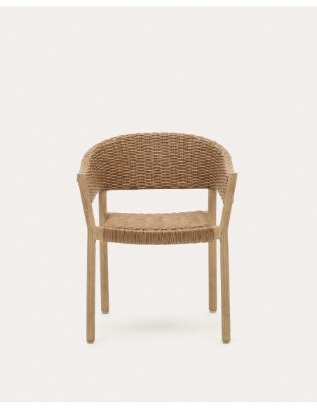 Silla 100% exterior Pola madera maciza eucalipto y ratán sintético FSC