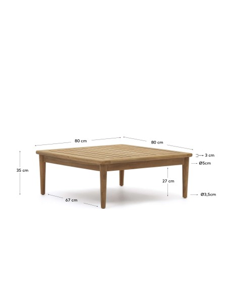 Mesa de centro Portitxol de teca 80 x 80 cm - Kave Home - J0300029MM46