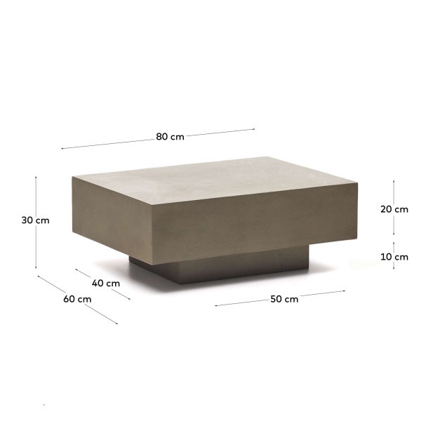 Mesa de centro Rustella de cemento 80 x 60 cm Kave Home - J0300031PR03