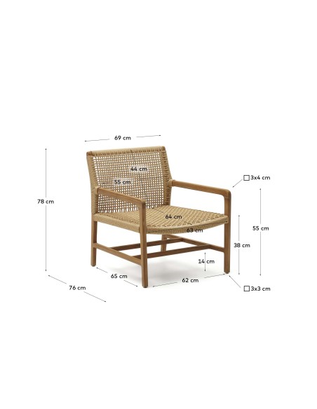 Sillón Sabolla de madera maciza de teca - Kave Home