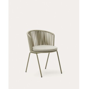 Silla exterior Saconca de cuerda y acero con acabado pintado beige - Kave Home - J0600046JJ12. Muebles y decoración de diseño para casas con personalidad