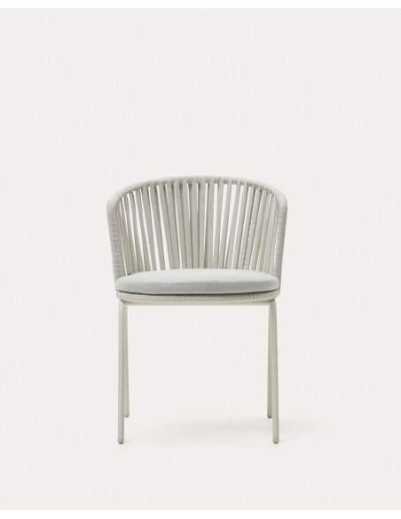 Silla exterior Saconca cuerda y acero gris - Kave Home - J0600047JJ03