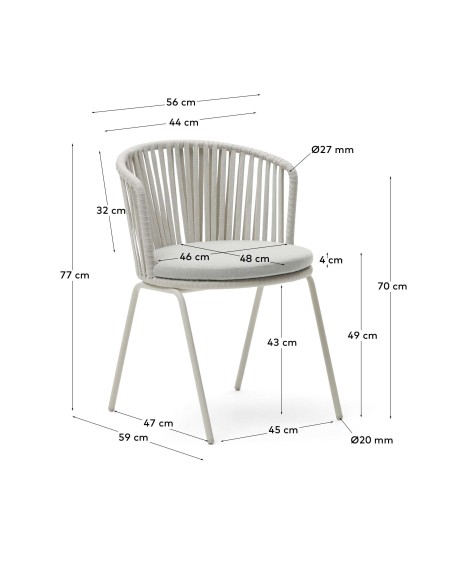 Silla exterior Saconca cuerda y acero gris - Kave Home - J0600047JJ03