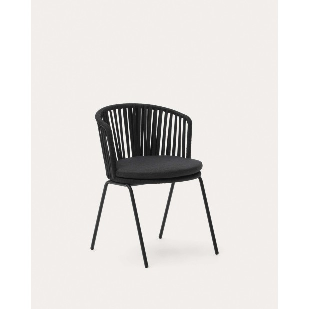 Silla exterior Saconca cuerda y acero negro - Kave Home - J0600048JJ01