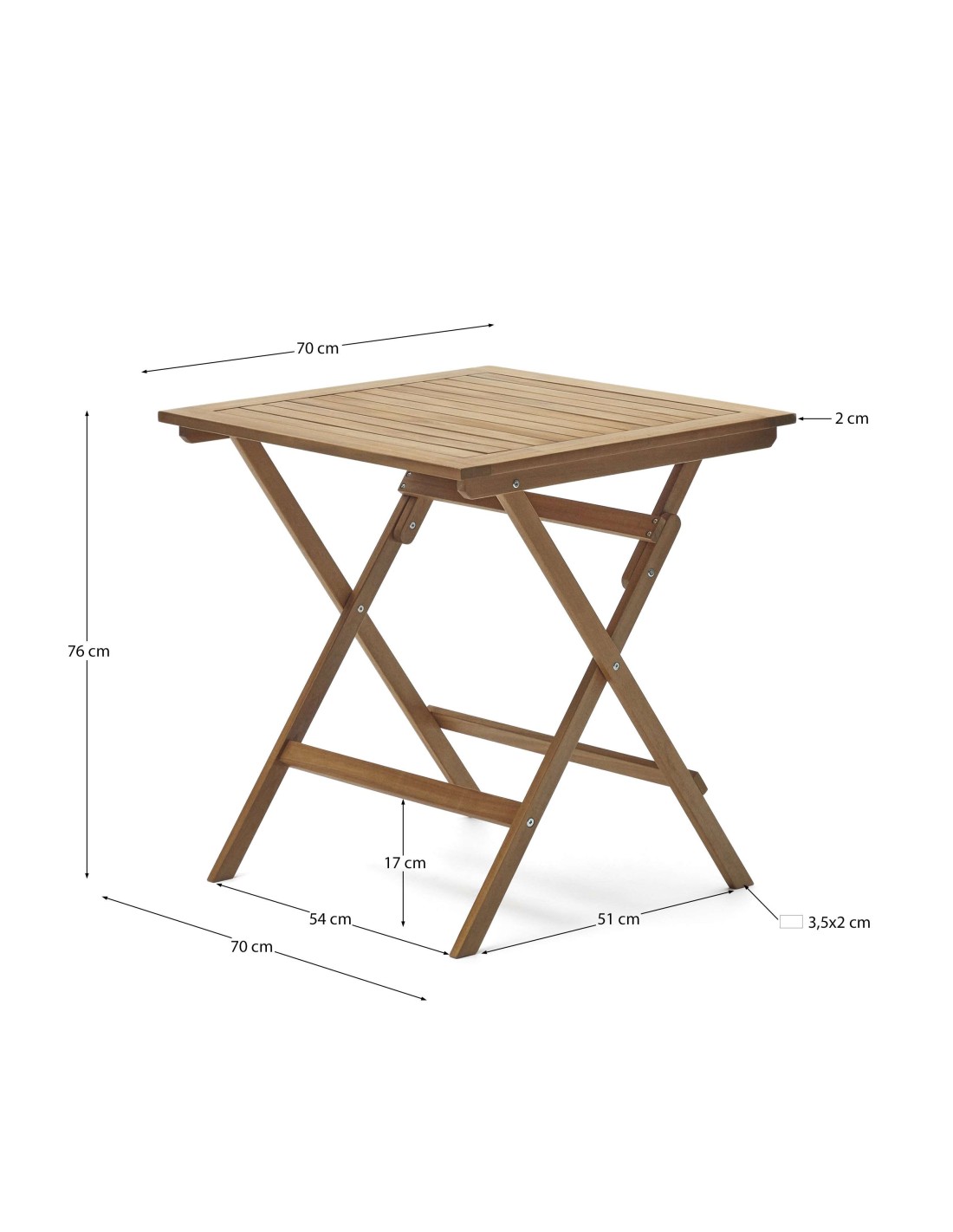 Mesa plegable de exterior Sadirar acacia 70 x 70 cm - J0500001MM43