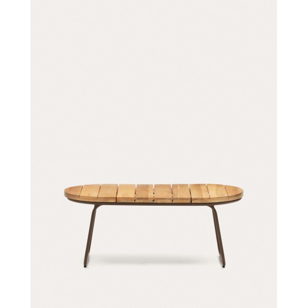 Mesa centro exterior Salguer acacia/acero marrón Ø100x50 cm FSC 100% 