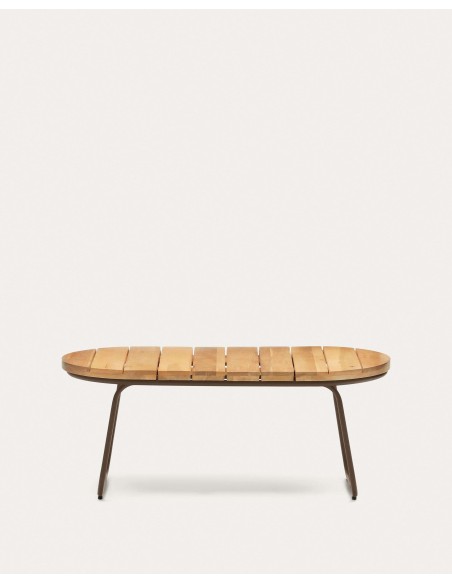 Mesa centro exterior Salguer acacia/acero marrón Ø100x50 cm FSC 100% 