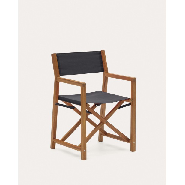 Silla plegable de exterior Thianna negro/acacia Kave Home J0700001JJ01