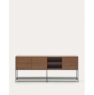 Aparador Vedrana 3 puertas nogal/acero negro 195 x 80 cm - Kave Home - M0100007MM41. Muebles y decoración de diseño para casas con personalidad