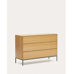 Cómoda Vedrana 3 cajones roble/acero negro 110 x 75 cm - Kave Home 2
