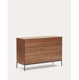 Cómoda Vedrana 3 cajones nogal/acero negro 110 x 75 cm - Kave Home 2