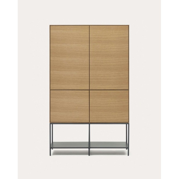 Aparador alto Vedrana 4 puertas roble/acero negro 97,5x160cm Kave Home